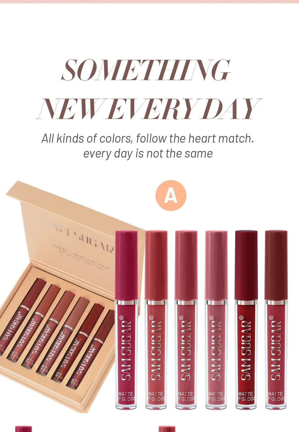 Kit Sam Sugar com 6 Batons Líquidos Foscos – À Prova d’Água e Não Transferem